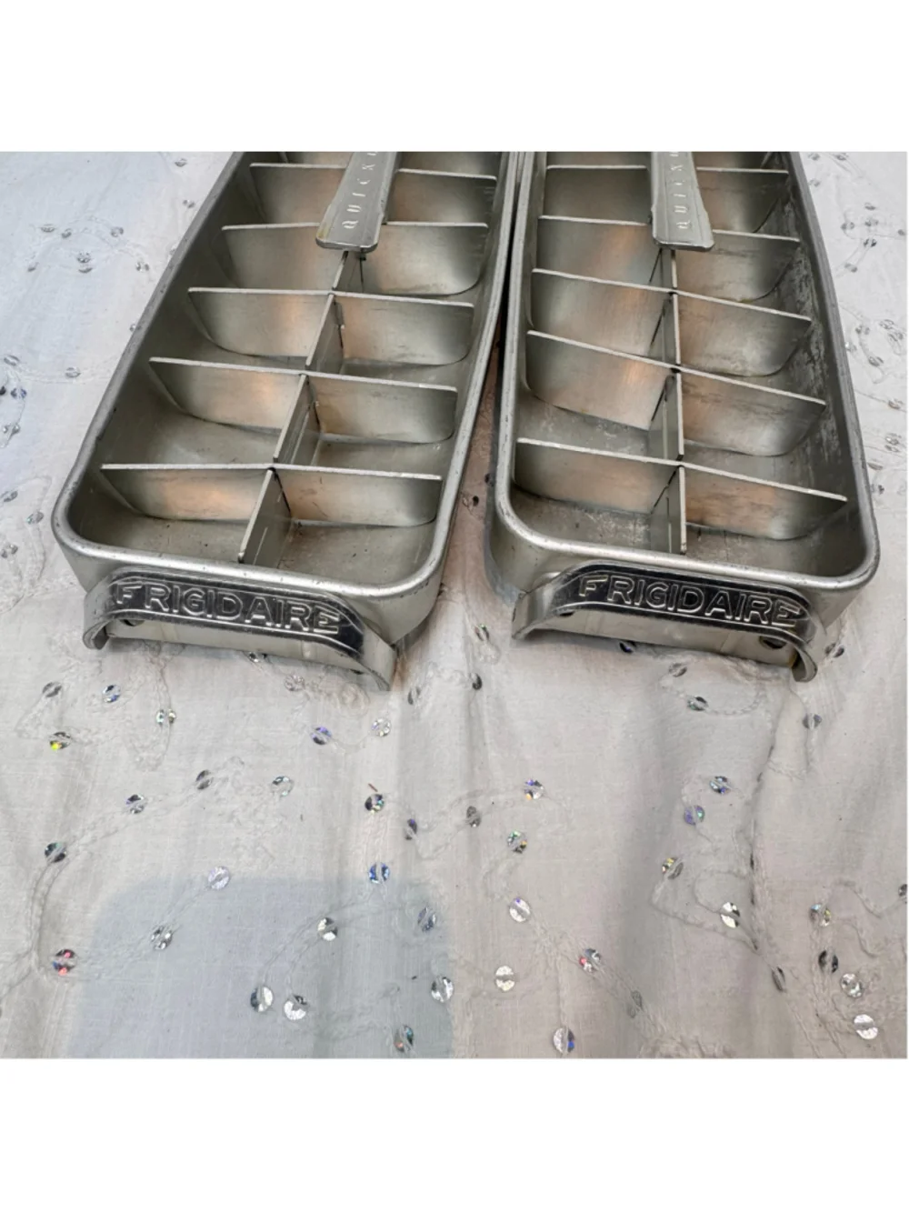 Vintage Frigidaire Quickube Ice Cube Trays Set of 2 | 1950s Aluminum Ice Trays